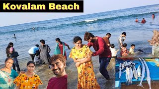 kovalam Beach 🌊 Fish Market🐠🦑  Fishing  Sunday 😍Outing with my family [upl. by Chilton]