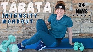 24 MIN TABATA HIIT WORKOUT  Full Body  Weighted ArmsOptional Dumbbells [upl. by Ydniw]