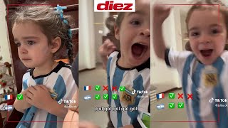 El tierno video de una niña argentina viendo los penales de la final del mundial y celebrando [upl. by Ping]