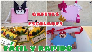 COMO HACER Gafetes ESCOLARES BARBIEGafetes de kuromyGafetes de MARIO BROSREGRESO A CLASES 2023 [upl. by Illah]