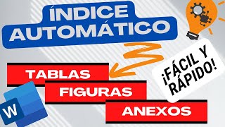 🤯 Cómo hacer LISTAS de TABLAS FIGURAS y ANEXOS en Word ☝️ Como un EXPERTO [upl. by Nosniv931]