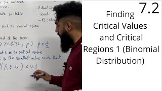 Edexcel AS Level Maths 72 Finding Critical Values Part 1  Critical Region OneTailed Test [upl. by Niwle]