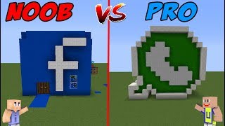 MINECRAFT NOOB VS PRO  Rumah Facebook vs Rumah Whatsapp [upl. by Jaeger288]