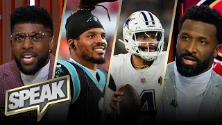 Is Cam Newton calling out Brock Purdy Dak Prescott Tua as game managers valid  NFL  SPEAK [upl. by Truelove]