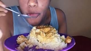 ASMR MUKBANG EATING PINEAPPLE CHICKEN WITH PLAIN RICE mukbang [upl. by Noxaj]