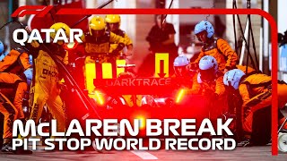 NEW PIT STOP WORLD RECORD McLaren Service Lando Norris in 180s  2023 Qatar Grand Prix  DHL [upl. by Asiuqram]