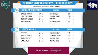 South Croydon Senior v Seddon AA Div 1 [upl. by Nina527]