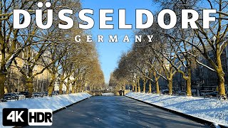 Explore snowy Düsseldorf in Germany 4K HDR virtual winter walking tour [upl. by Selohcin610]