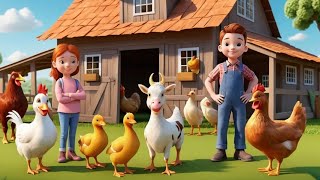 Farm Animals Song  Farm Animals Learning  Rooster  Visit Farm  Nursery Rhymes  AbcKidsPoems [upl. by Eitteb]