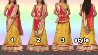 How to Wear Lehenga with Different Style of Dupatta Draping [upl. by Ynner]