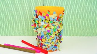 Becher verschönern DIY  Konfetti Becher für Karneval gestalten Anleitung  Tutorial  deutsch [upl. by Winn245]