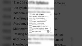 CDS OTA Syllabus 2023 trending ota shorts video [upl. by Miarhpe]