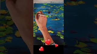 Impressionistische Seerosen Kreatives Kurzvideo 🖌️🌿 Shorts tutorial acrylmalen [upl. by Nauhs]