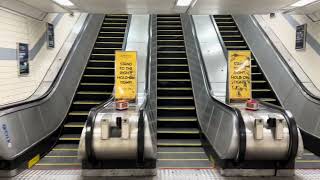 Liverpool England 3x OTIS escalator ride at Moorfields Merseyrail Station Old Hall St entrance [upl. by Mattias]