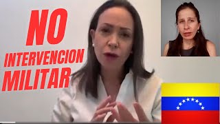 CORINA MACHADO  DICE quotNOquot A LA INTERVENCION MILITAR EN VENEZUELA [upl. by Anigal]