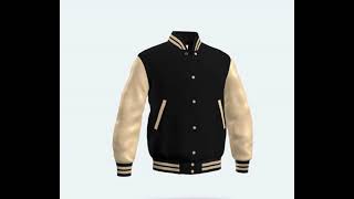 Letterman Jacket Black Wool Body Cream Leather Sleeves Varsity Jacket [upl. by Aihseyt852]