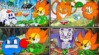 Cuphead  DLC  All Bosses With Cagney Carnation Coop Fights [upl. by Natalie201]