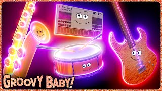 quotKPopquot – Baby Sensory Music Video – Electrifying Upbeat Music and Animated Instruments [upl. by Yantruoc]