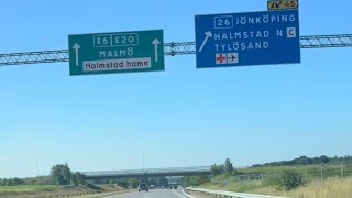 DRIVING FROM FALKENBERG TO HALMSTAD E6E20 EXPLORING SWEDEN [upl. by Akeenahs]