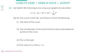 Casio FXCG50 Graphic Calculator » Graphing » GSolve Activity [upl. by Aelahs19]