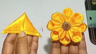 How to make fabric flower  DIY How to make an adorable fabric flower in just 6 minutes [upl. by Nalym]