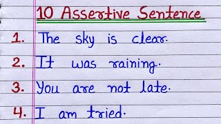 Assertive Sentence 10 Examples  assertive sentence example  10 assertive sentence example [upl. by Eetse]