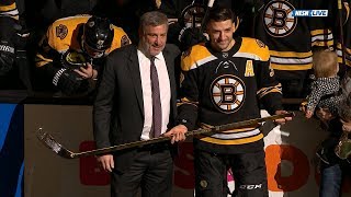 Patrice Bergeron 1000th game pregame ceremony 2919 [upl. by Ellebyam362]