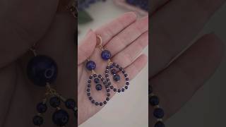 DIY Handmade Lapis Lazuli Beaded Gemstone Earrings Easy Wire Wrapped Jewelry Making Idea jewellery [upl. by Latin]