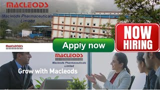 Macleods Pharmaceutical Job Macleods Pharma Ltd is inviting Applications for Dahej API Plant [upl. by Airdnaid]