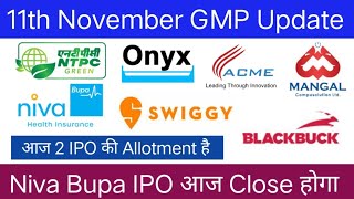 ACME Solar Holding IPO  Swiggy IPO  Niva Bupa Health Insurance IPO  All IPO GMP Today [upl. by Keelia]