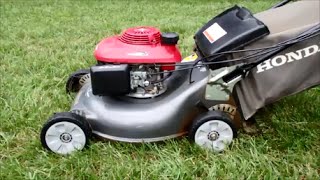 Honda HRR216 Harmony II Lawn Mower with the Quadra Cut System – Final Look amp Start  August 9 2014 [upl. by Keemahs]