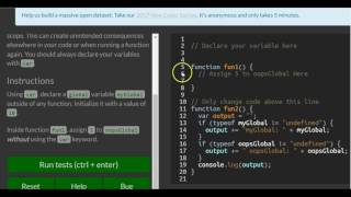 Global Scope and Function freeCodeCamp Basic Javascript [upl. by Atnek]