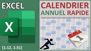 Calendrier annuel facile et rapide avec Excel [upl. by Flavius]