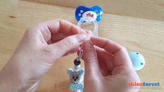 How to attach Dummy Clip  Pacifier Clip  Attaching Pacifier Chain Tutorial  Soothie [upl. by Zubkoff]