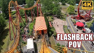 Flashback POV Front Row 4K 60FPS Six Flags Great Escape Vekoma Boomerang  NonCopyright [upl. by Johppa]