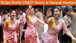 Shilpa Shetty Crazy Dance At Ganpati Visarjan With Raj Kundra Shamita Shamisha [upl. by Leinadnhoj]