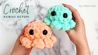 CROCHET KAWAII BABY OCTOPUS  Tutorial NO SEWING REQUIRED  RightHanded version [upl. by Orsa546]