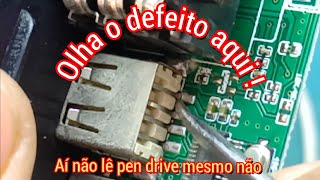 caixa de som amvox 180W não pega Pen drive essa foi fácil solda trincada no conector USB 👍 [upl. by Mendoza]