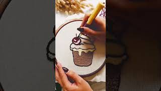 needle art drawing needleandthread painting needlework satisfying cake punchneedle [upl. by Leakim]