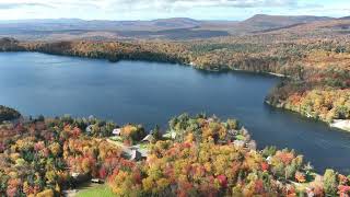 Aerial Autumn View of Newark Pond in Newark Vermont  October 2 2024 [upl. by Donell385]