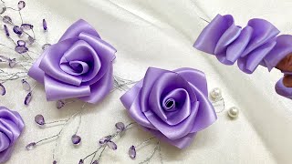 DIY Ribbon Flowers  How to Make Ribbon Roses  No glue No sew No cuts  Easy Making with Needle [upl. by Hook463]