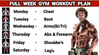 Full Week Gym Workout Plan  Perfect Plan for Best Results  Symmetrical Development [upl. by Anav]