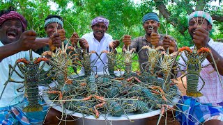 BIG LOBSTER  50 KG Lobster Fry Cooking and Eating In Village  Lobster Recipes with Indian Masala [upl. by Pattison]