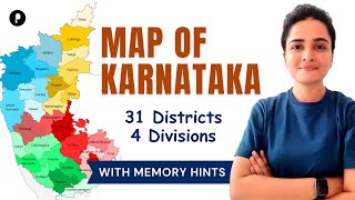 Map of Karnataka  31 Districts of Karnataka  Geography  With Mnemonics [upl. by Meingoldas]