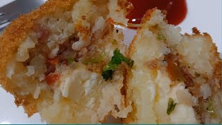 Fried Potato Balls with Bacon Stuffings food easyfoodtomakeathome cooking recipe [upl. by Nhor]