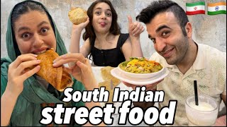 Iranian 🇮🇷 family trying South Indian food in Bengaluru 🇮🇳 streetfood food bangalore [upl. by Martine778]