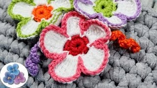 Flores de Crochet Tricolores Amigurumis Flores de Ganchillo Pintura Facil [upl. by Milinda263]