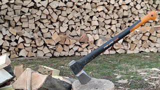 European Hornbeam tree bucking and splitting for firewood [upl. by Enwad]