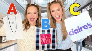 WE WENT TO EVERY STORE AT THE MALL IN ABC ORDER SHOPPING CHALLENGE 😳🛍🤑 [upl. by Aennil]