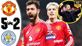 Man United Vs Leicester 52💥 Extended Highlights Carabao cup 202425  All Goals [upl. by Aihceyt]